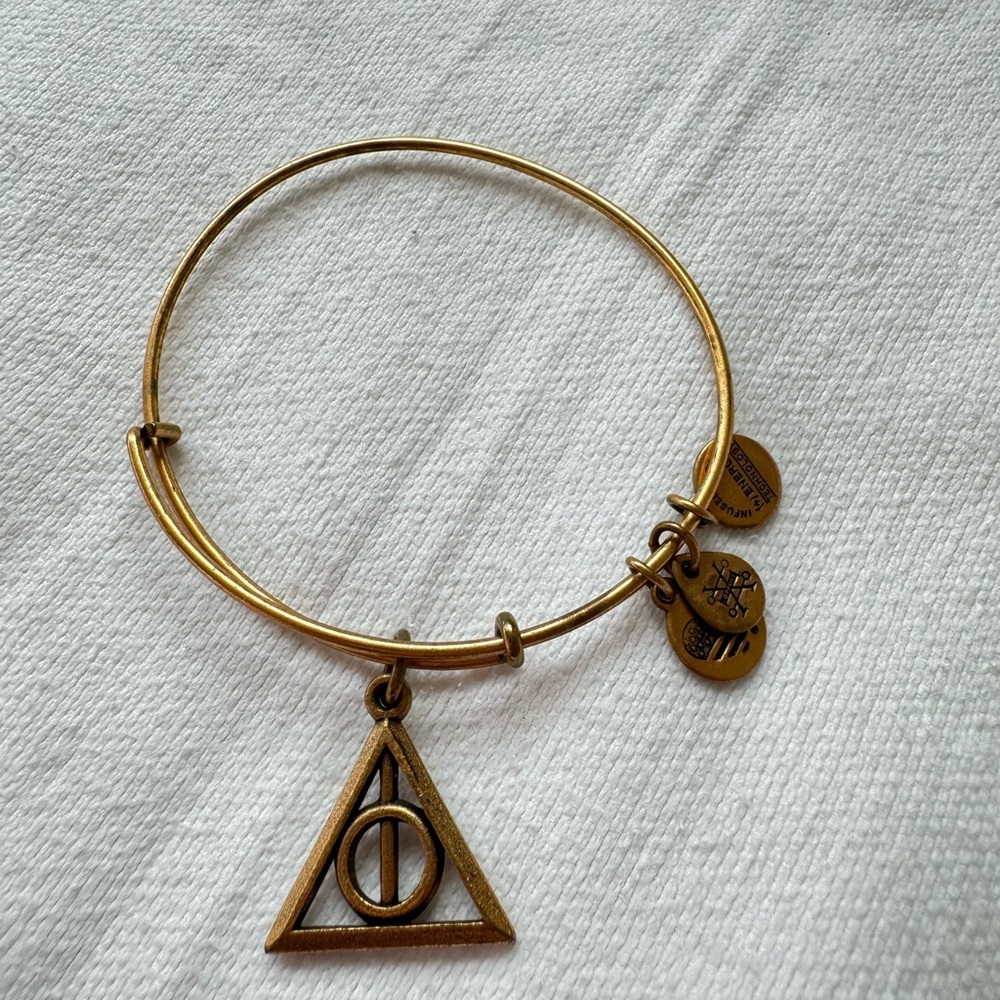 Alex and Ani Harry Potter Deathly Hallows gold charm bangle bracelet